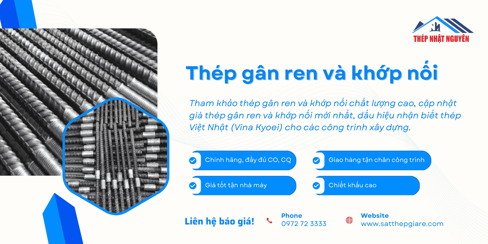 Thép gân ren và khớp nối chính hãng, giao hàng nhanh