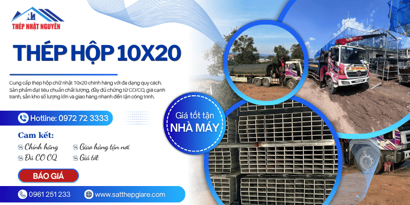 Thép hộp 10x20 chính hãng giá tốt