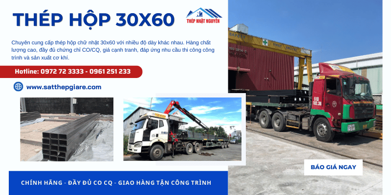 Thép hộp 30x60 chính hãng giá tốt