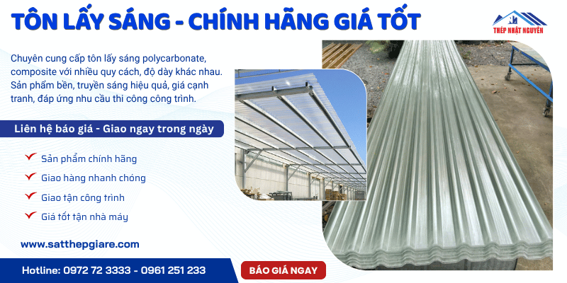 Tôn lấy sáng chính hãng giá tốt